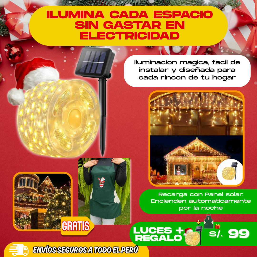 ROLLO LUCES SOLARES DE 45 METROS + REGALO NAVIDEÑO - M0334