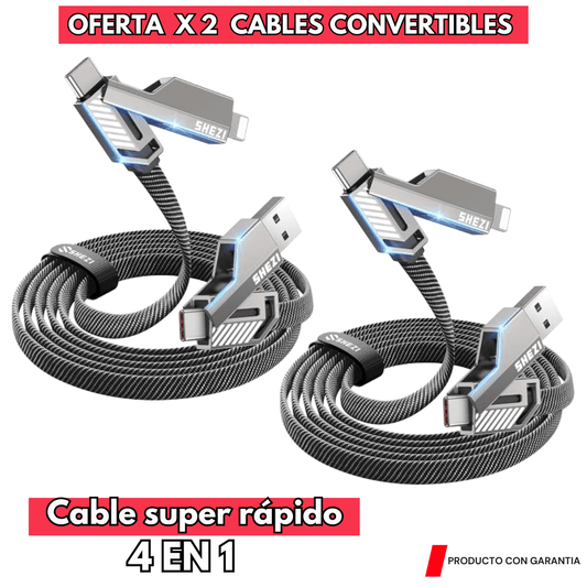 PACK 2 CABLES CONVERTIBLES MULTIFUNCIÓN (4 EN 1)