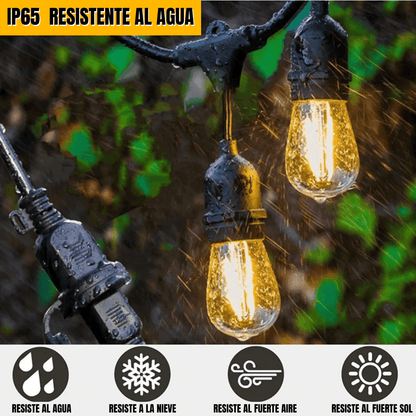 NUEVA GUIRNALDA SOLAR Y ELECTRICO 2 EN 1 (10 METROS + 20 FOCOS)- M0165