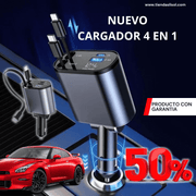 CARGADOR RETRÁCTIL PARA AUTO 4 EN 1